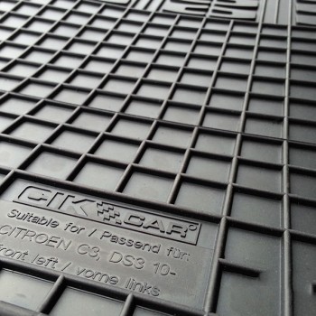 ΜΑΡΚΕ ΠΑΤΑΚΙΑ ΣΕ ΣΚΑΦΗ ΛΑΣΤΙΧΟ ΓΙΑ CITROEN C3 2010-2017 / DS3 2010-2019 ΣΕ ΜΑΥΡΟ ΧΡΩΜΑ ΜΕ ΚΟΥΜΠΩΜΑΤΑ CIK - 4 ΤΕΜ.