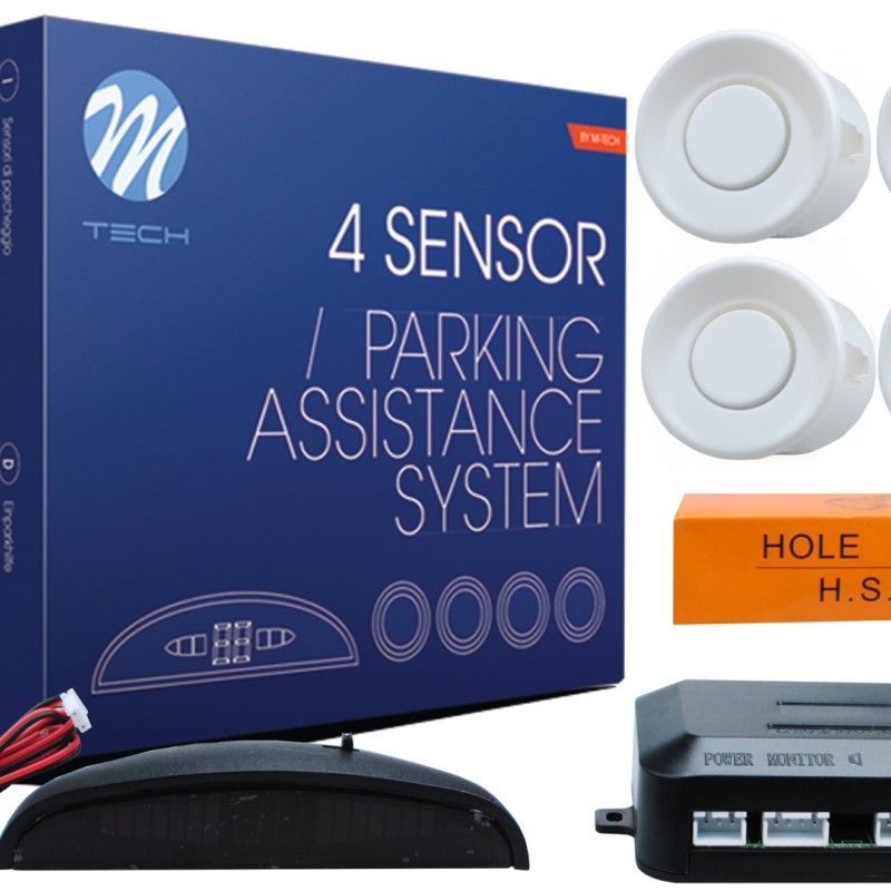 ΣΥΣΤΗΜΑ ΠΑΡΚΑΡΙΣΜΑΤΟΣ 9-15 V ΜΕ 4 ΑΙΣΘΗΤΗΡΕΣ (ΛΕΥΚΟ) 18mm & ΟΘΟΝΗ M-TECH