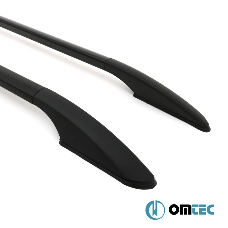 Omtec - Παράλληλες Μπάρες Οροφής Διαιρούμενες για Nissan NV200 2010 > / Chevrolet City Express 2015 > από Αλουμίνιο σε Μαύρο Χρώμα και Μέγιστο Βάρος Φορτίου 75 kg - 2 τεμ. (D5035933B/OM)
