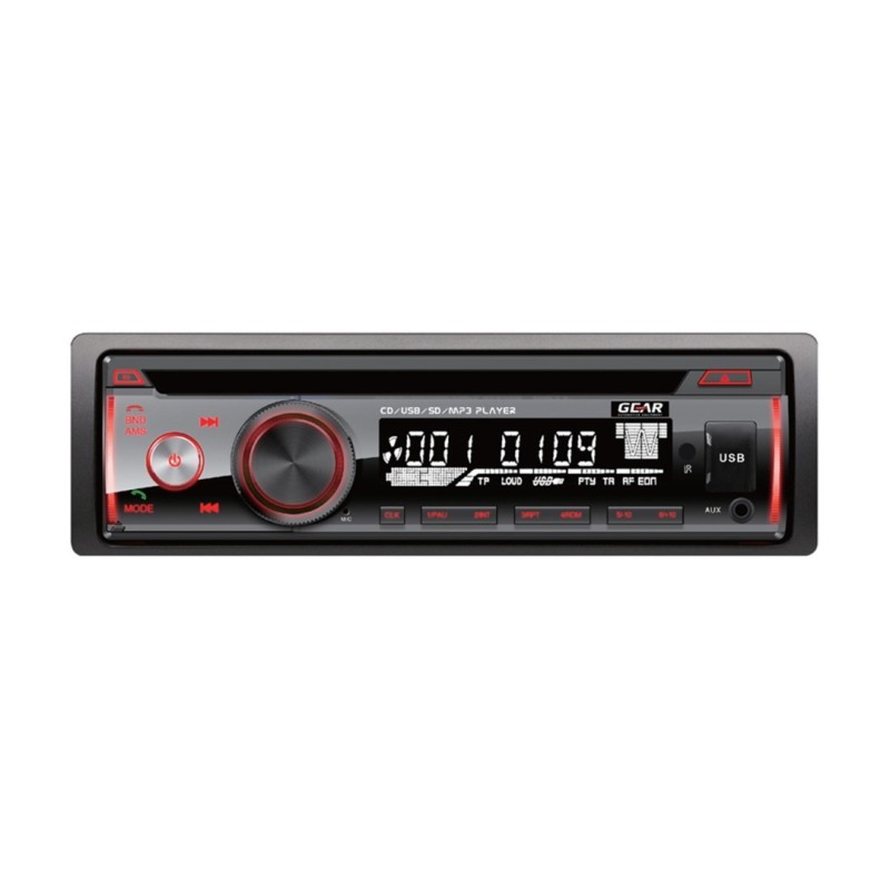 ΡΑΔΙΟ GEAR GR-3249BT CD/FM/USB/SD/MP3/BLUETHOOTH 4x60W GEAR ΜΕ REMOTE CONTROL (ΚΟΚΚΙΝΟΣ ΦΩΤΙΣΜΟΣ)