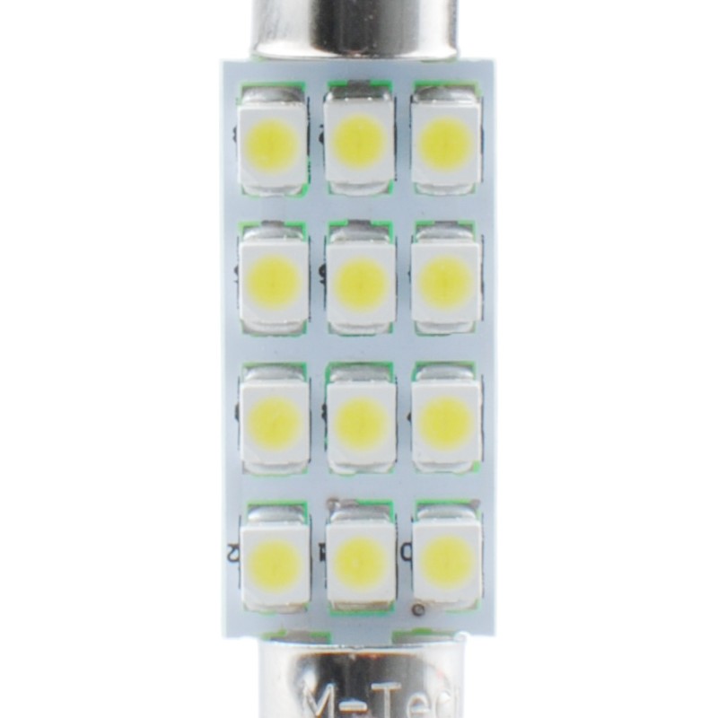 ΛΑΜΠΑΚΙΑ ΠΛΑΦΟΝΙΕΡΑΣ C5W/C10W 12V 0,96W SV8,5 41mm PREMIUM LED 12xSMD3528 ΛΕΥΚΟ 1ΤΕΜ.