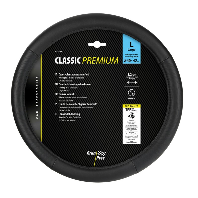 ΚΑΛΥΜΜΑ ΤΙΜΟΝΙΟΥ 40-42CM ΔΕΡΜΑ SKEENTEX ΜΑΥΡΟ CLASSIC PREMIUM GRAN PREE LAMPA - 1 ΤΕΜ.