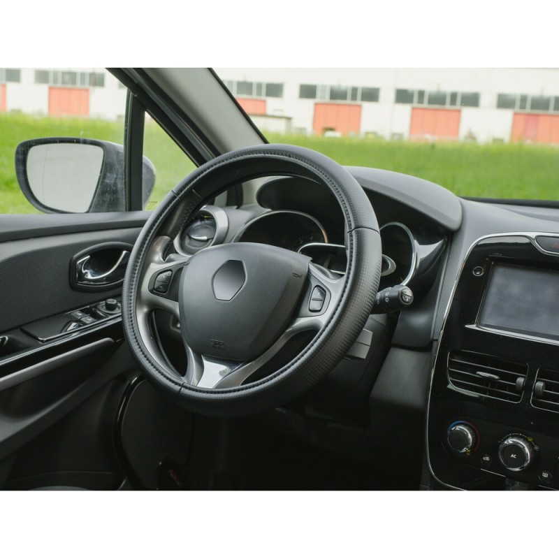 ΚΑΛΥΜΜΑ ΤΙΜΟΝΙΟΥ RACING PREMIUM BLACK (S) 35/37cm ΣΥΝΘΕΤΙΚΟ ΔΕΡΜΑ SKEENTEX ΜΑΥΡΟ/CARBON LOOK LAMPA  - 1 ΤΕΜ.