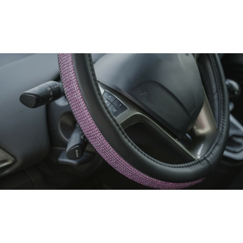 ΚΑΛΥΜΜΑ ΤΙΜΟΝΙΟΥ DIAMONDS PINK (S) 35/37cm ΣΥΝΘΕΤΙΚΟ ΔΕΡΜΑ SKEENTEX ΜΑΥΡΟ/POZ LAMPA  - 1 ΤΕΜ.