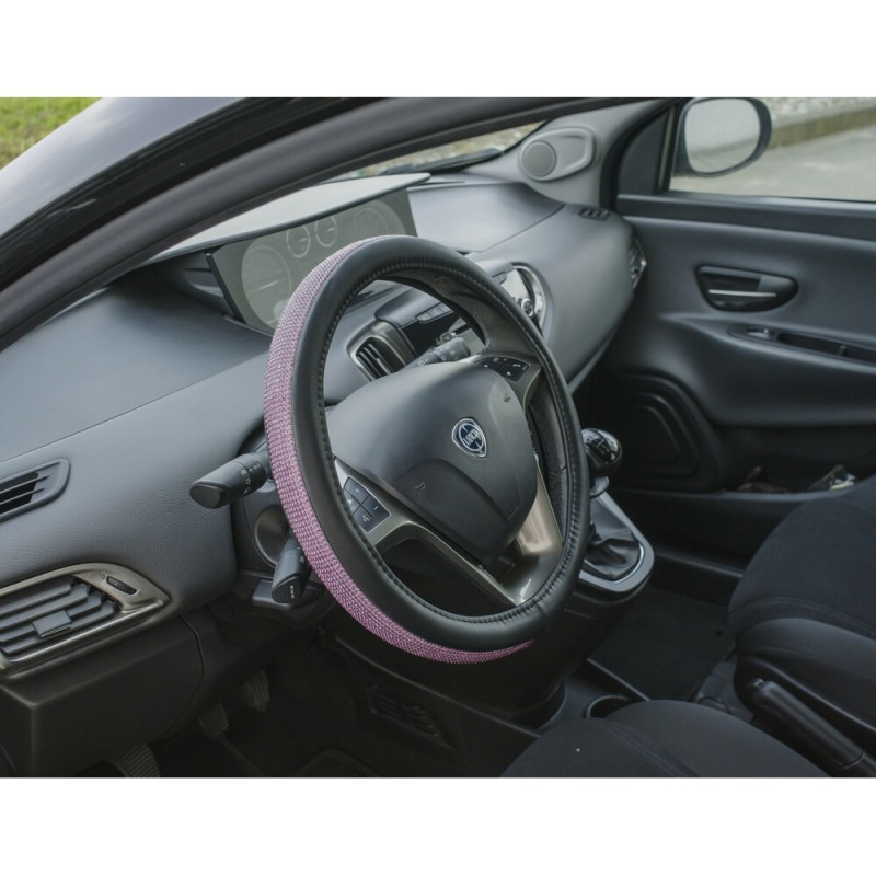 ΚΑΛΥΜΜΑ ΤΙΜΟΝΙΟΥ DIAMONDS PINK (S) 35/37cm ΣΥΝΘΕΤΙΚΟ ΔΕΡΜΑ SKEENTEX ΜΑΥΡΟ/POZ LAMPA  - 1 ΤΕΜ.