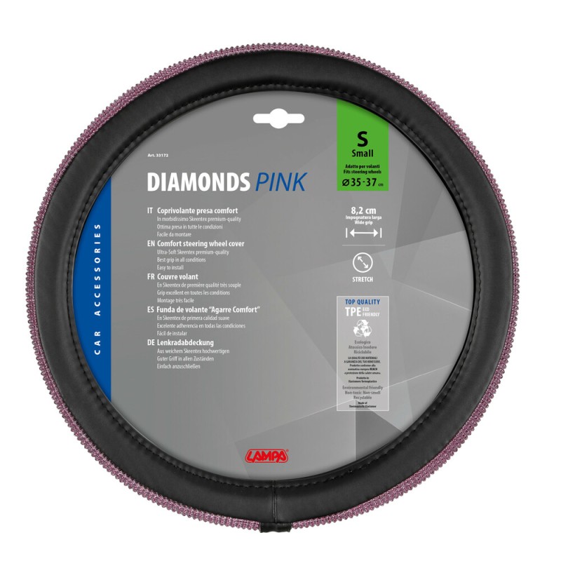 ΚΑΛΥΜΜΑ ΤΙΜΟΝΙΟΥ DIAMONDS PINK (S) 35/37cm ΣΥΝΘΕΤΙΚΟ ΔΕΡΜΑ SKEENTEX ΜΑΥΡΟ/POZ LAMPA  - 1 ΤΕΜ.