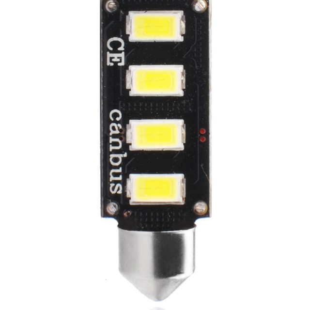 ΛΑΜΠΑΚΙΑ ΠΛΑΦΟΝΙΕΡΑΣ C5W/C10W 12V 2W SV8,5 41mm CAN-BUS+RADIATOR LED 4xSMD5730 ΛΕΥΚΟ 1ΤΕΜ. M-TECH