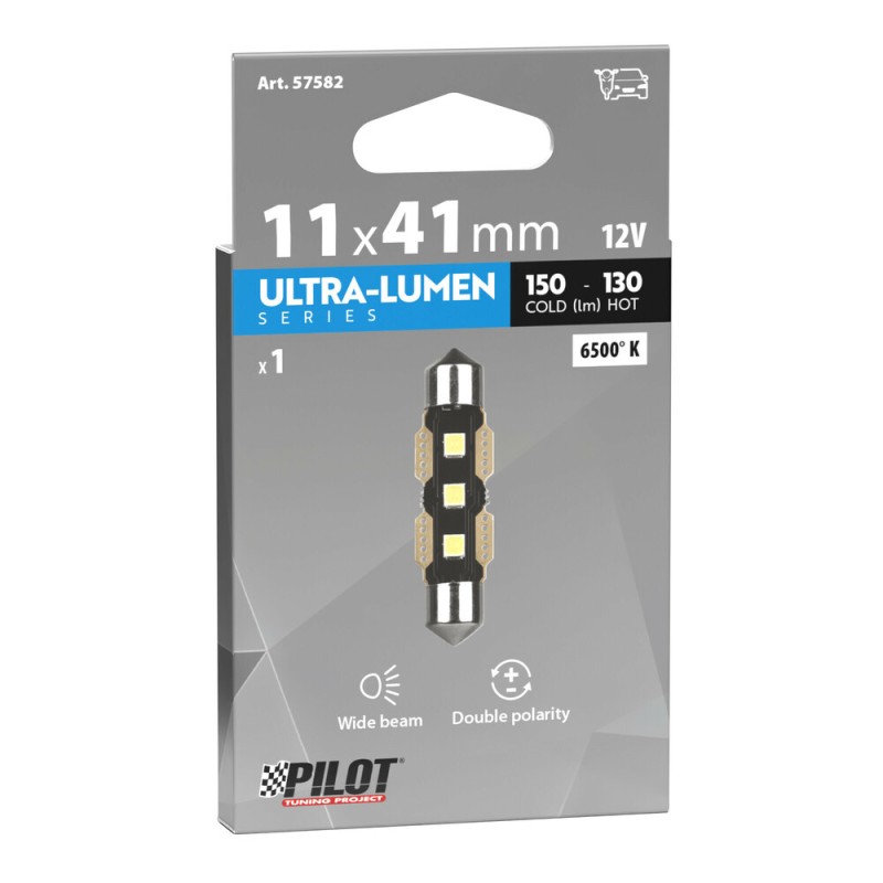 ΛΑΜΠΑΚΙΑ ΠΛΑΦΟΝΙΕΡΑΣ 12V 11x41mm 150/130lm 6.500K ΔΙΠΛΗΣ ΠΟΛΙΚΟΤΗΤΑΣ LED ULTRA-LUMEN SERIES 1ΤΕΜ.