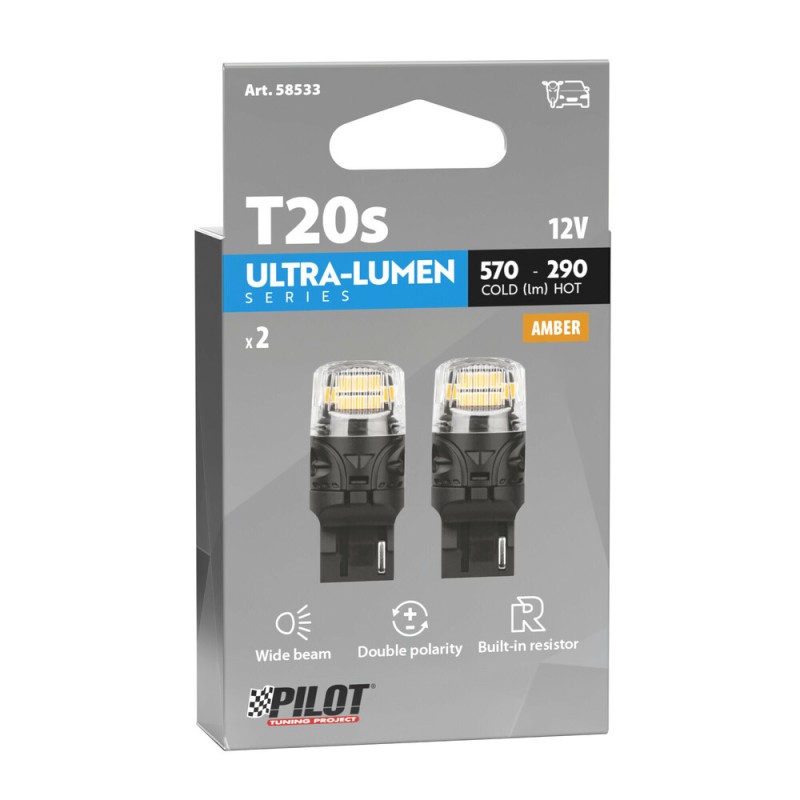 W21W (T20) 12V W3x16d 570/290lm ΠΟΡΤΟΚΑΛΙ ΦΩΣ LED CAN-BUS ULTRA-LUMEN SERIES 2ΤΕΜ.