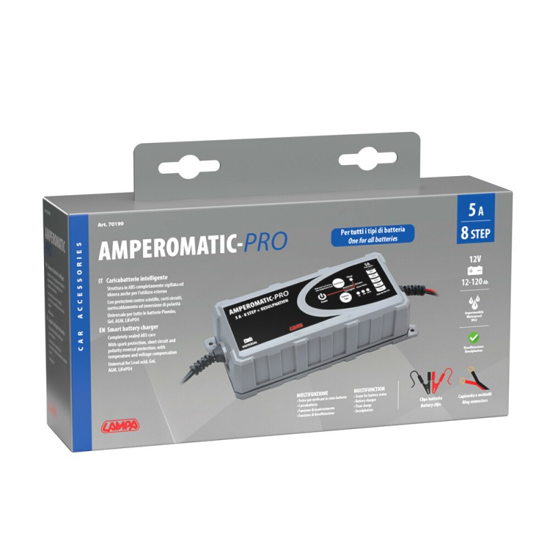 ΦΟΡΤΙΣΤΗΣ ΜΠΑΤΑΡΙΑΣ AMPEROMATIC PRO 12V 5A 12>120Ah GEL/STD/SMF/AGM/EFB/LiFePo4
