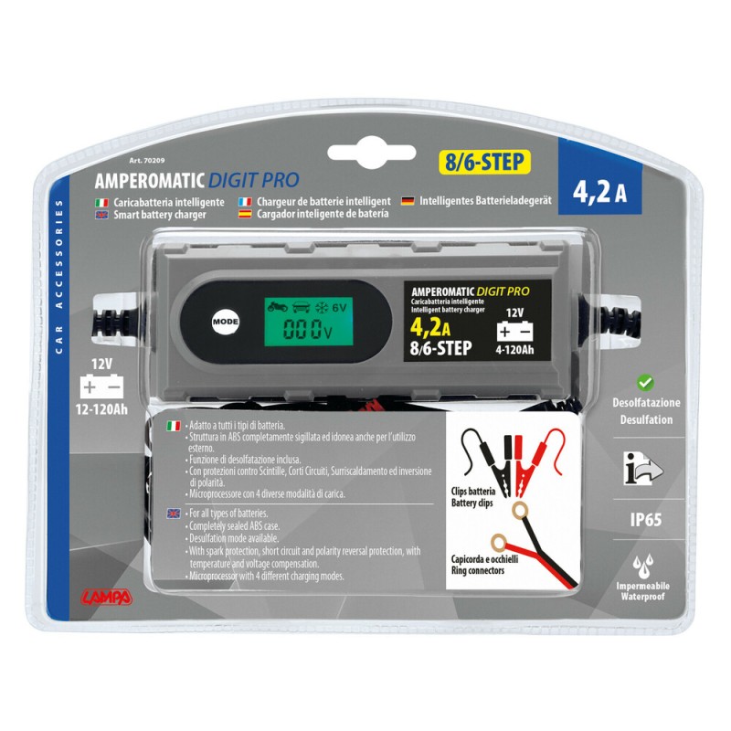 ΦΟΡΤΙΣΤΗΣ ΜΠΑΤΑΡΙΑΣ AMPEROMATIC DIGIT PRO 12V 4,2A 4>120Ah GEL-STD-SMF-EFB-LiFePo4