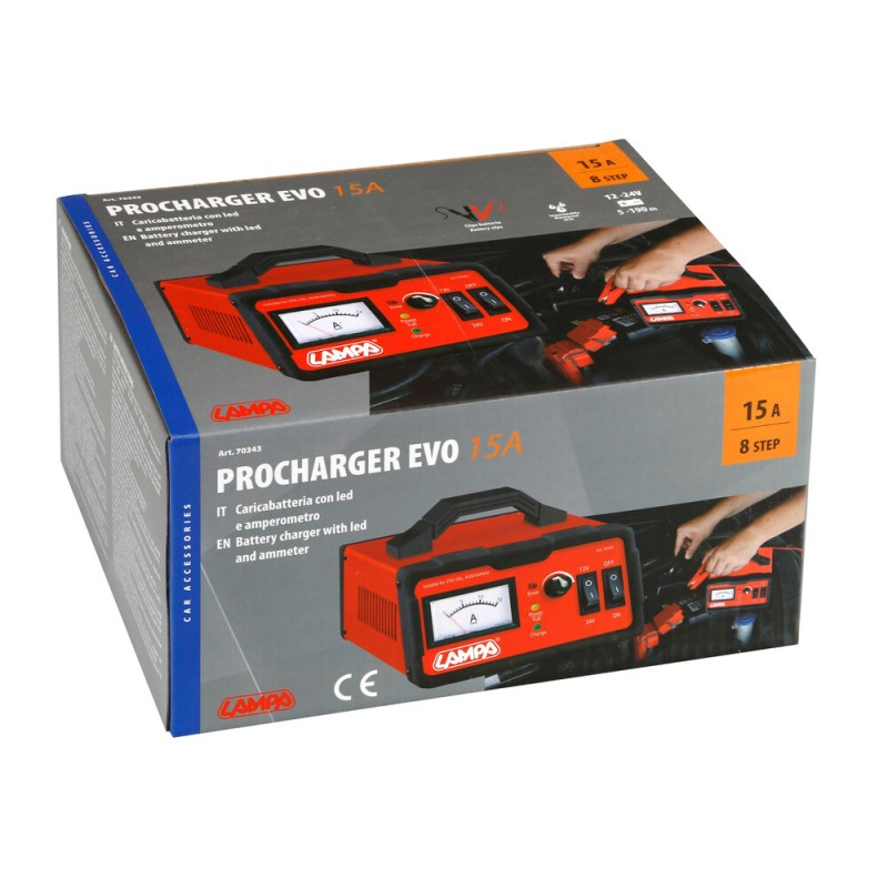 ΦΟΡΤΙΣΤΗΣ ΜΠΑΤΑΡΙΑΣ PROCHARGER EVO 8STEP 12/24V 0-15A 5>190Ah LED ΜΕ ΑΜΠΕΡΟΜΕΤΡΟ​ LAMPA - 1 ΤΕΜ.