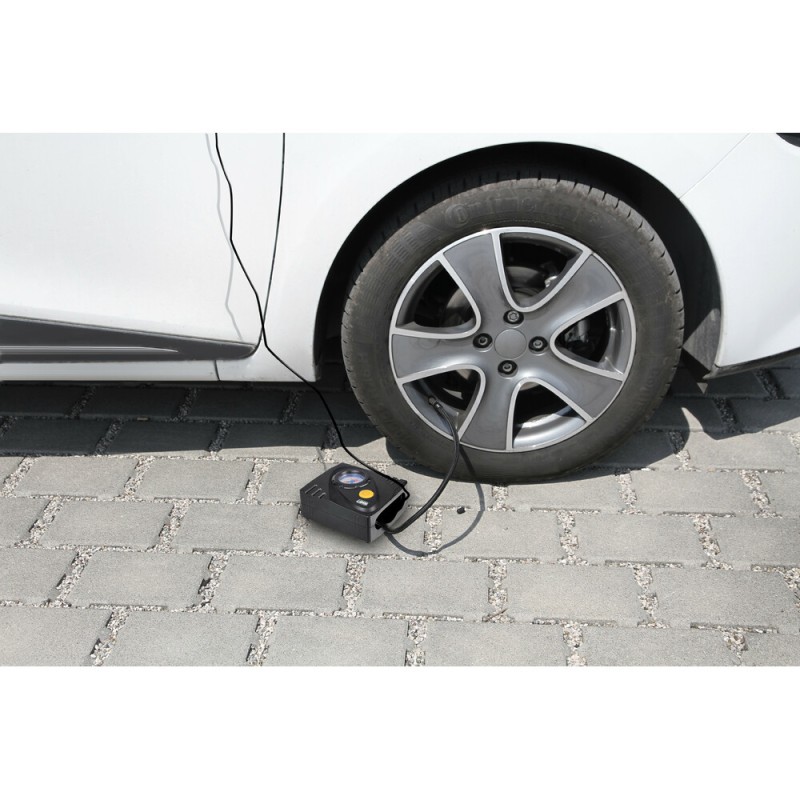 Κομπρεσέρ Ελαστικών 12V 450ml με υγρό επισκευής 450ml Μανόμετρο ΚΑΙ Μετρητή Πίεσης