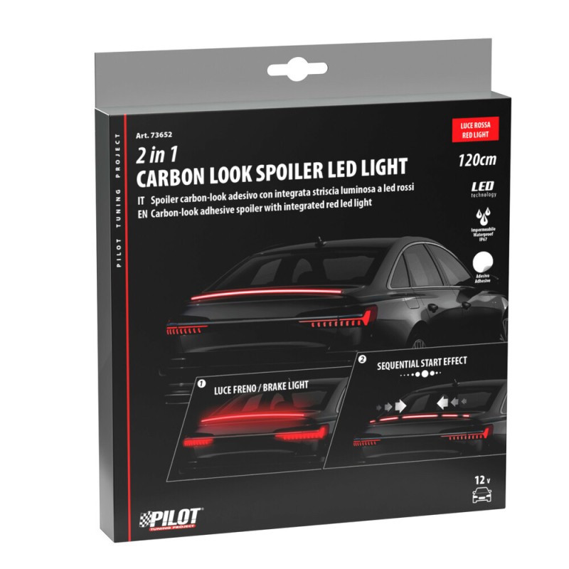 ΤΑΙΝΙΑ ΣΙΛΙΚΟΝΗΣ LED ΚΟΚΚΙΝΟ ΦΩΣ CARBON-LOOK ΠΟΡΤ ΜΠΑΓΚΑΖ  SPOILER LED LIGHT 12V IP67 25χ10mm 120cm LAMPA -  1 Τεμ.