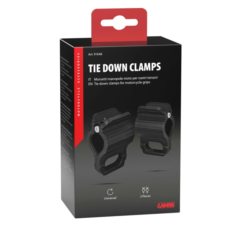 ΣΦΙΓΚΤΗΡΕΣ ΣΤΕΡΕΩΣΗΣ MOTO TIE DOWN CLAMPS ΓΙΑ ΣΤΗΡΙΞΗ ΑΠΟ ΤΑ ΧΕΡΟΥΛΙΑ ΣΕ ΜΑΥΡΟ ΧΡΩΜΑ LAMPA - 2 ΤΕΜ.