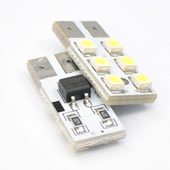 T10 W5W 12V W2,1x9,5d LED 6xSMD3528 ΛΕΥΚΟ (ΚΑΡΦΩΤΟ ΑΚΑΛΥΚΟ) BLISTER 2ΤΕΜ. M-TECH