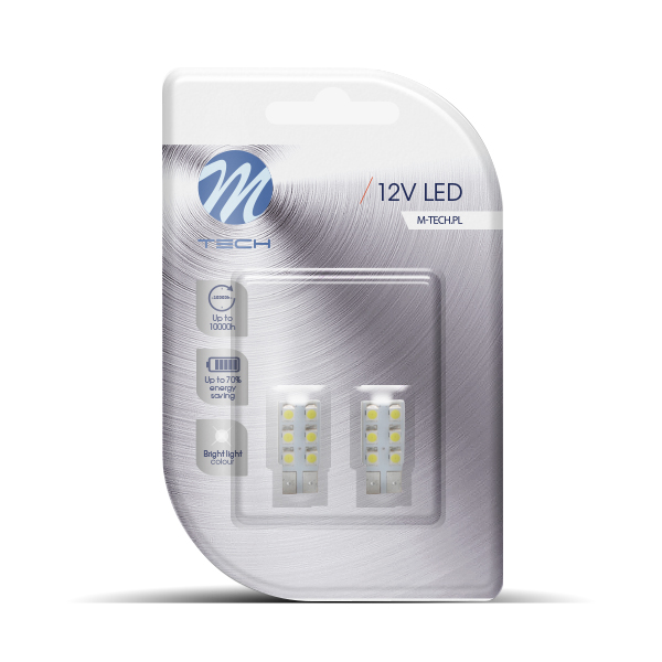T10 W5W 12V W2,1x9,5d LED 6xSMD3528 ΛΕΥΚΟ (ΚΑΡΦΩΤΟ ΑΚΑΛΥΚΟ) BLISTER 2ΤΕΜ. M-TECH