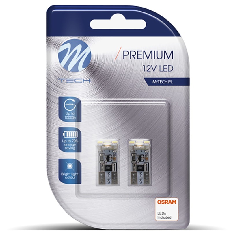T10 W5W 12V W2,1x9,5d LED 4xSMD3528 ΛΕΥΚΟ (ΚΑΡΦΩΤΟ CAN-BUS) OSRAM LED BLISTER 2ΤΕΜ. M-TECH