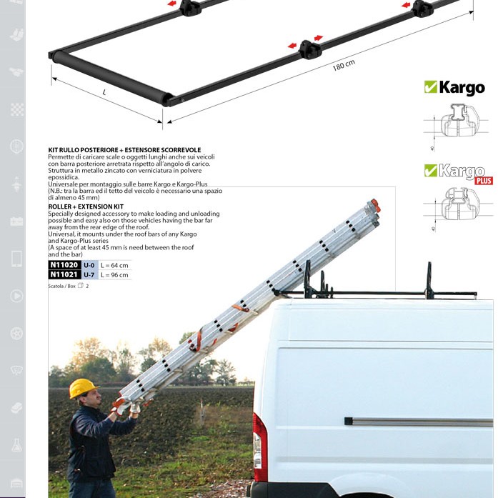 ROLLER ΜΕ ΠΡΟΕΚΤΑΣΗ ΓΙΑ ΜΠΑΡΕΣ ΟΡΟΦΗΣ KARGO