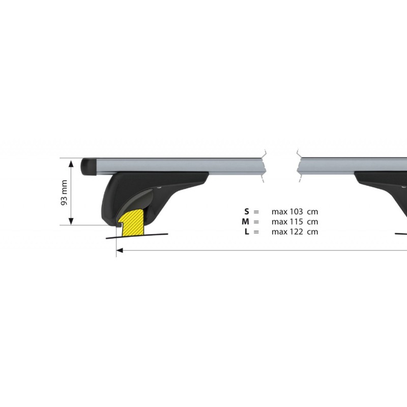 ΜΠΑΡΕΣ ΟΡΟΦΗΣ ΑΛΟΥΜΙΝΙΟΥ NOWA (S) 108cm ME FLUSH RAILING 2ΤΕΜ. ME ΚΛΕΙΔΙ