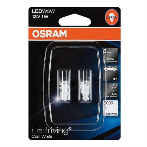 T10 W5W 12V - 1W - W 2,1 X 9,5 d - 6.000K (ΛΕΥΚΟ/ΨΥΧΡΟ) OSRAM LEDriving - 2 ΤΕΜ.  BLISTER