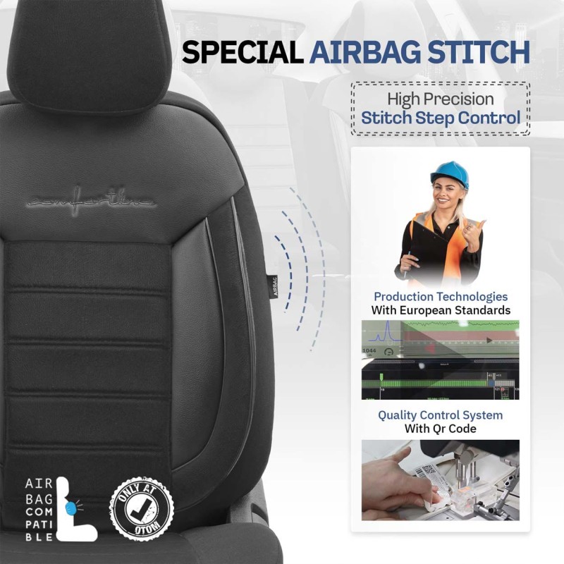 ΚΑΛΥΜΜΑΤΑ ΚΑΘΙΣΜΑΤΩΝ OTOM COMFORTLINE 209 ΜΑΥΡΟ ΥΦΑΣΜΑΤΙΝΟ SET AMIO - 1 σετ.