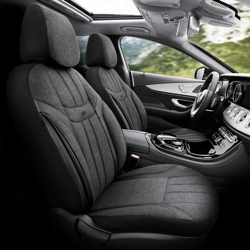 ΚΑΛΥΜΜΑΤΑ ΚΑΘΙΣΜΑΤΩΝ OTOM SWAN 501 BLACK ΜΑΥΡΟ/ΓΚΡΙ ΣΚΟΥΡΟ ΛΙΝΟ & ΔΕΡΜΑΤΙΝΗ SET ΑΜΙΟ - 1 σετ.