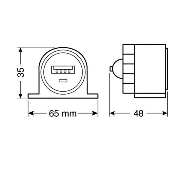 ΠΡΙΖΑ USB ΜΕ ΒΑΣΗ KAI ΕΝΔΕΙΞΗ LED 2100mA 12/24V