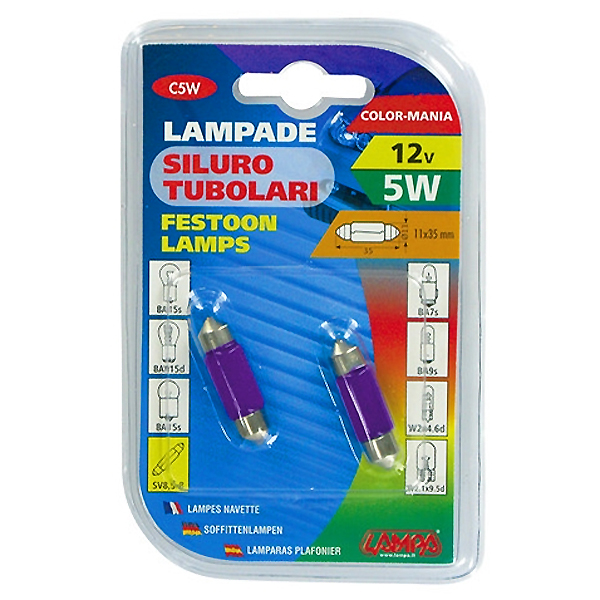 ΛΑΜΠΑΚΙΑ ΜΩΒ ΣΩΛΗΝΩΤΑ 12V/C5W 35mm