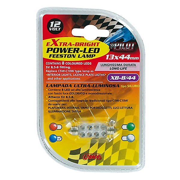 ΛΑΜΠΑΚΙ ΠΛΑΦΟΝΙΕΡΑΣ 8 LED 13x44mm ΜΠΛΕ