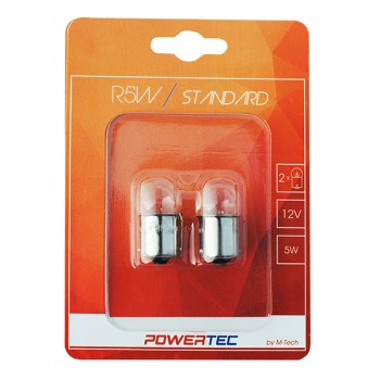 R5W 12V 5W BA15s (ΦΟΥΝΤΟΥΚΙ) POWERTEC STANDARD ΑΛΟΓΟΝΟΥ 2ΤΕΜ.