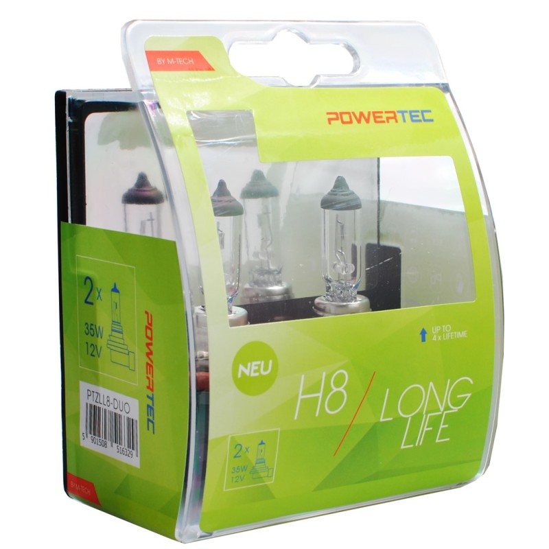 H8 12V 35W PGJ19-1 POWERTEC LONG LIFE (up to 3.200k) ΑΛΟΓΟΝΟΥ  M-TECH - 2 τεμ