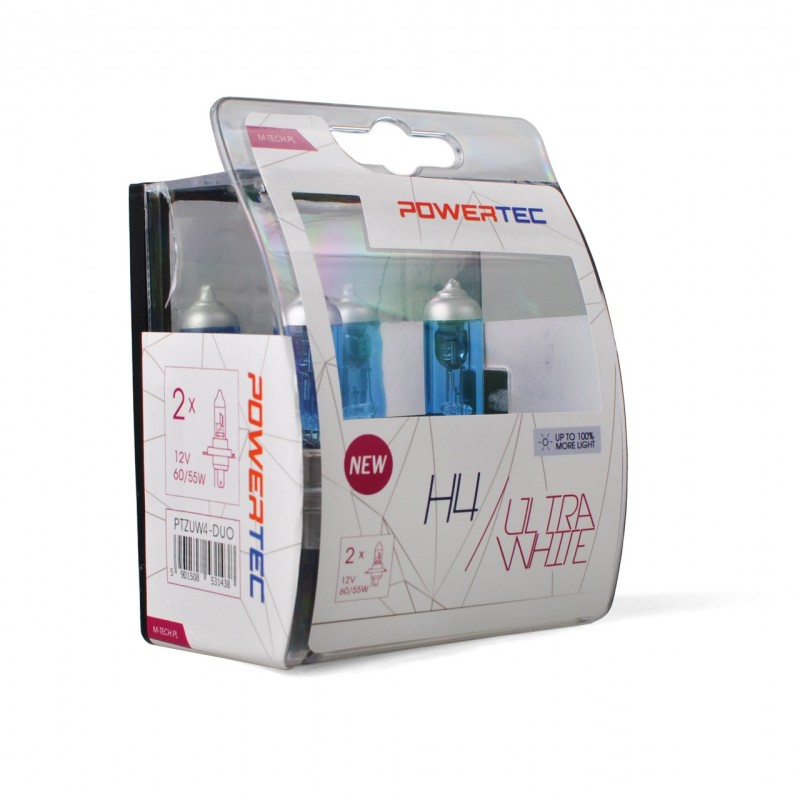 H4 12V 60/55W P43t-38 POWERTEC ULTRA WHITE 2ΤΕΜ. M-TECH