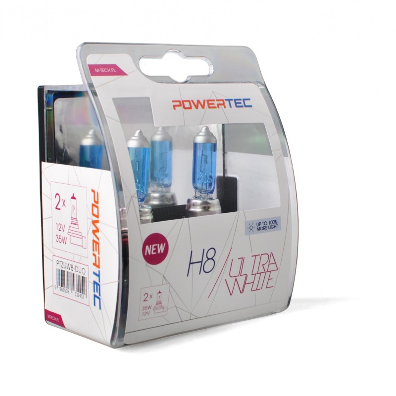 H8 12V 35W PGJ19-1 POWERTEC ULTRA WHITE 2ΤΕΜ. M-TECH