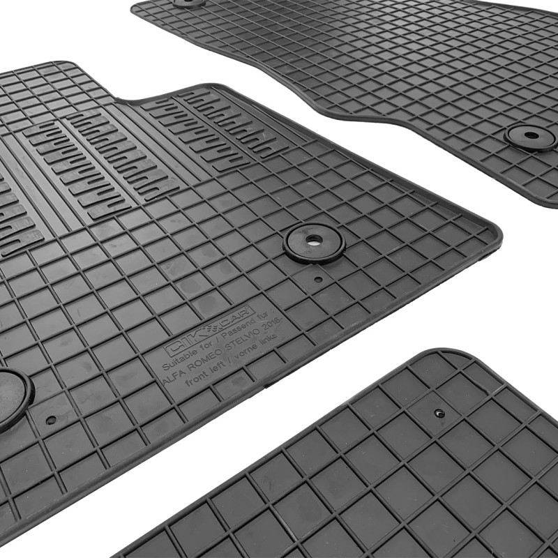 ΜΑΡΚΕ ΠΑΤΑΚΙΑ ΣΕ ΣΚΑΦΗ ΛΑΣΤΙΧΟ ΓΙΑ ALFA ROMEO STELVIO 2017+ ΣΕ ΜΑΥΡΟ ΧΡΩΜΑ ΜΕ ΚΟΥΜΠΩΜΑΤΑ CIK - 4 ΤΕΜ.