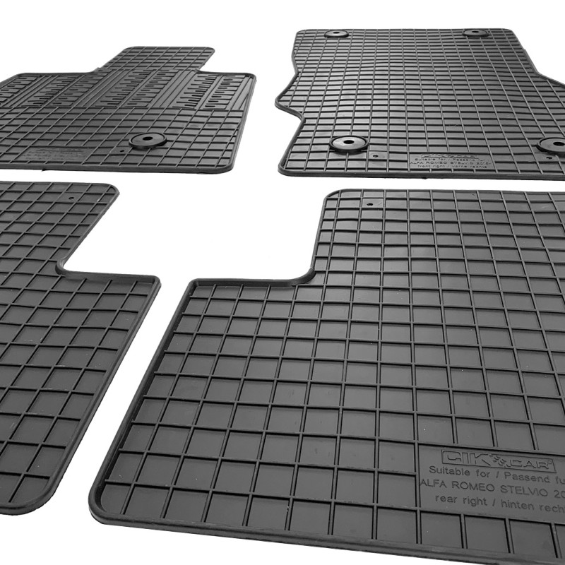 ΜΑΡΚΕ ΠΑΤΑΚΙΑ ΣΕ ΣΚΑΦΗ ΛΑΣΤΙΧΟ ΓΙΑ ALFA ROMEO STELVIO 2017+ ΣΕ ΜΑΥΡΟ ΧΡΩΜΑ ΜΕ ΚΟΥΜΠΩΜΑΤΑ CIK - 4 ΤΕΜ.