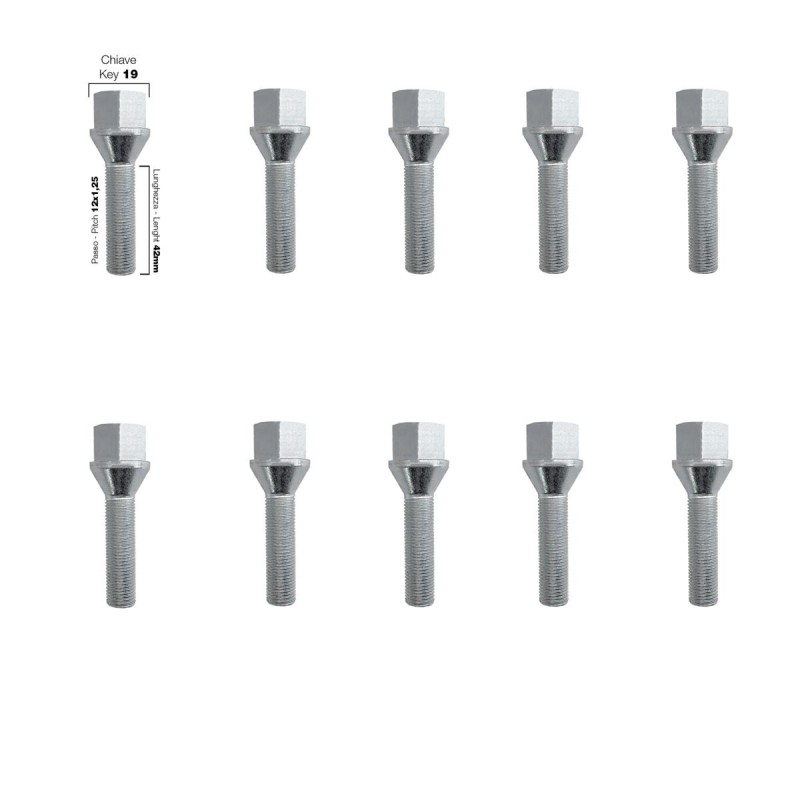 ΜΠΟΥΛΟΝΙΑ ΚΩΝΙΚΑ 12x1,25 (42mm) (19) SIMONI RACING - 10 ΤΕΜ.