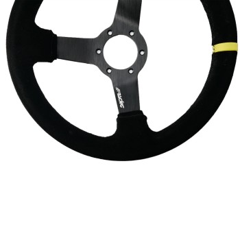 ΤΙΜΟΝΙ ΤΡΙΑΚΤΙΝΟ 320 mm/ΠΑΧΟΣ 104 mm/BΑΘΟΣ 47 mm ΜΑΥΡΟ ΣΟΥΕΤ ΜΕ ΚΙΤΡΙΝΗ ΡΙΓΑ SIMONI RACING - 1 TEM.