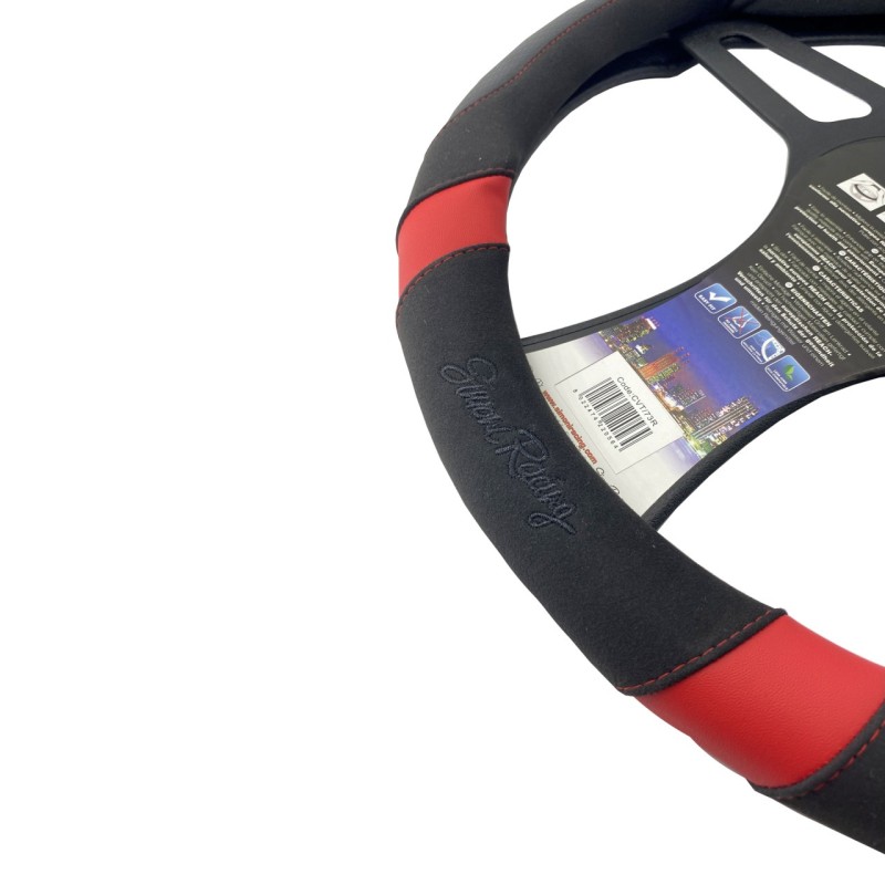 ΚΑΛΥΜΜΑ ΤΙΜΟΝΙΟΥ GOOD VIBE R CARBON LOOK ΜΑΥΡΟ/KOKKINO ΟΙΚΟΛΟΓΙΚΟ ΔΕΡΜΑ 37-39cm SIMONI RACING  - 1 τεμ.