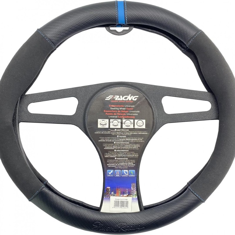 ΚΑΛΥΜΜΑ ΤΙΜΟΝΙΟΥ SPORTY CARBON LOOK ΜΑΥΡΟ/ΜΠΛΕ ΟΙΚΟΛΟΓΙΚΟ ΔΕΡΜΑ 37-39cm SIMONI RACING  - 1 τεμ.