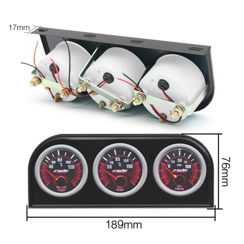 ΒΑΣΗ/ΘΗΚΗ 3 ΟΡΓΑΝΩΝ 52mm ΓΙΑ ΤΗΝ ΘΕΣΗ RADIO-CD 1DIN ΜΗΚΟΥΣ 189mm ΣΕ ΜΑΥΡΟ ΧΡΩΜΑ SIMONI RACING  - 1 τεμ.