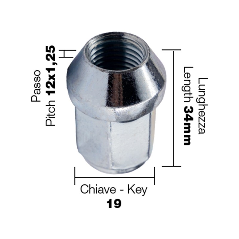 ΠΑΞΙΜΑΔΙ ΚΩΝΙΚΟ 12x1,25 (34mm) (19) 10ΤΕΜ.