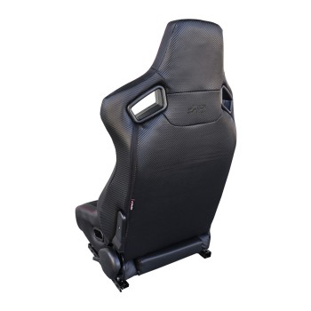 ΚΑΘΙΣΜΑ EMERSON ΑΝΑΚΛΙΝΟΜΕΝΟ ΟΔΗΓΟΥ ΜΑΥΡΟ/CARBON ΑΠΟ ΟΙΚΟΛΟΓΙΚΟ ΔΕΡΜΑ ΜΕ ΚΟΚΚΙΝΗ ΡΑΦΗ ΜΕ ΣΙΔΗΡΟΔΡΟΜΟ SIMONI RACING - 1 τεμ.