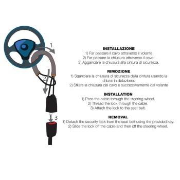 ΑΝΤΙΚΛΕΠΤΙΚΟ ΤΙΜΟΝΙΟΥ ΜΕ ΑΠΕΝΕΡΓΟΠΟΙΗΤΗ ΖΩΝΗΣ ΚΑΙ 3 ΚΛΕΙΔΙΑ SIMONI RACING  - 1 τεμ.