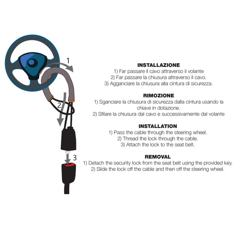 ΑΝΤΙΚΛΕΠΤΙΚΟ ΤΙΜΟΝΙΟΥ ΜΕ ΑΠΕΝΕΡΓΟΠΟΙΗΤΗ ΖΩΝΗΣ ΚΑΙ 3 ΚΛΕΙΔΙΑ SIMONI RACING  - 1 τεμ.