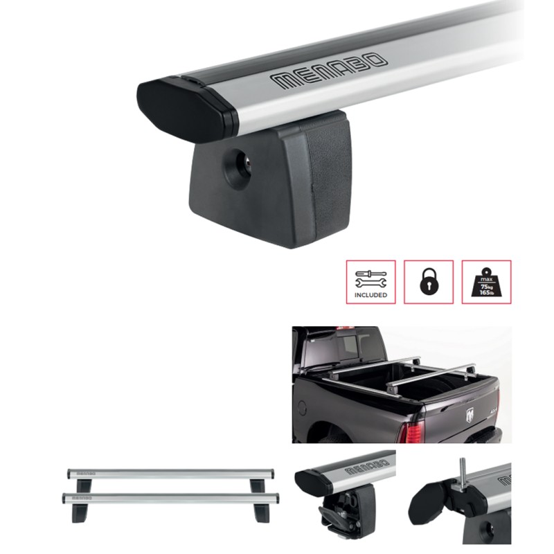 ΜΠΑΡΕΣ ΚΑΡΟΤΣΑΣ ΑΛΟΥΜΙΝΙΟΥ TBR - TRUCK BED RACK SYSTEM SILVER 172,8 cm ΣΕ ΑΣΗΜΙ ΧΡΩΜΑ ΓΙΑ PICKUP ΚΑΙ ΑΓΡΟΤΙΚΑ ΟΧΗΜΑΤΑ MENABO - 2 ΤΕΜ.
