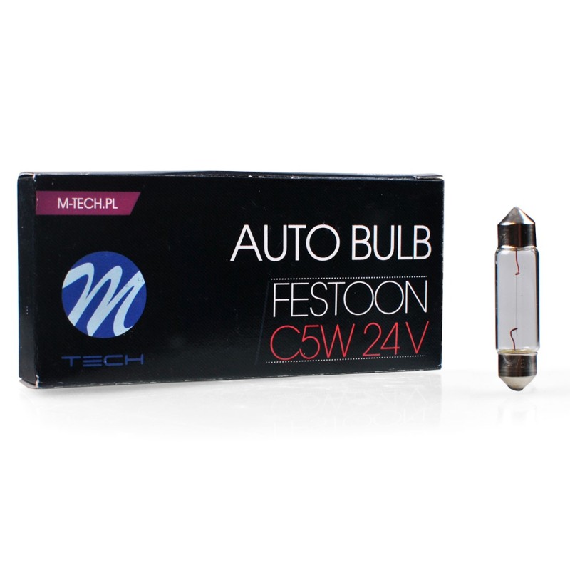 ΛΑΜΠΑΚΙΑ ΠΛΑΦΟΝΙΕΡΑΣ 5W 24V SV8,5 41mm STANDARD ΑΛΟΓΟΝΟΥ M-TECH - 10 τεμ.