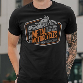 T-shirt Two Wheels Only God Created μαύρο
