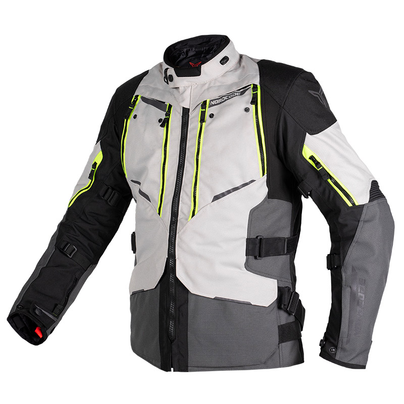 Nordcode Μπουφάν Μηχανής Odyssey CE EN1621-1, Level 2 Light Grey-Fluo Ανδρικό 4 εποχών Oversize