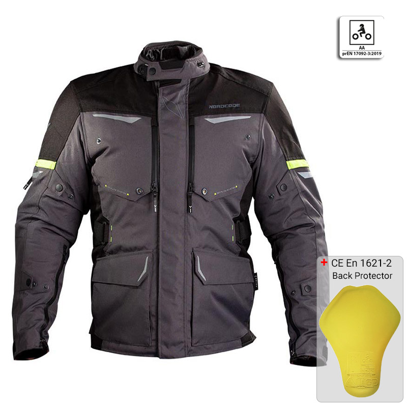 Nordcode Μπουφάν Μηχανής Senegal EN 17092 Ανδρικό 4 εποχών Dark γκρι/fluo Oversize